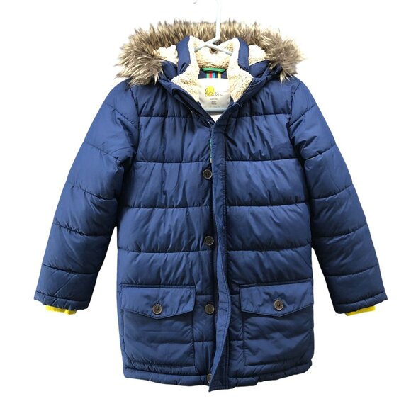 Boden Longline Puffer Jacket Kids 9-10Y Navy Blue Hooded Padded Winter Boys Girl - Picture 1 of 11